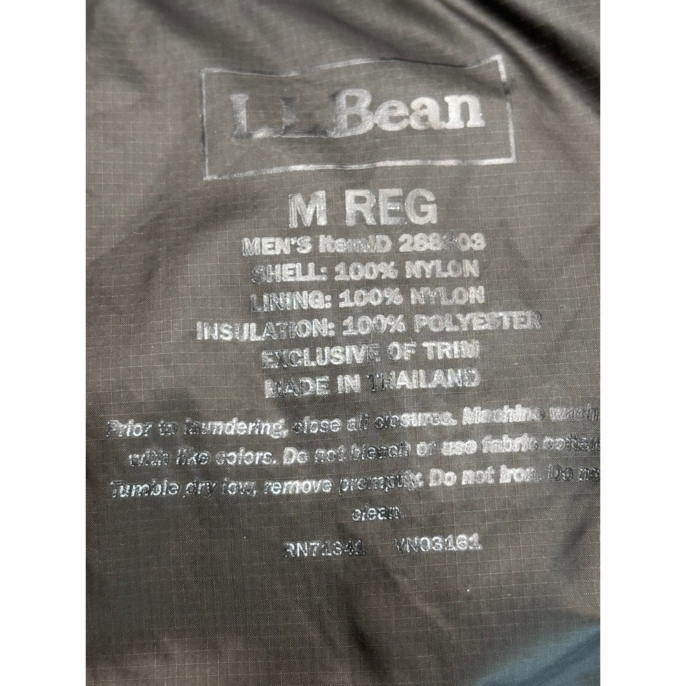 LL Bean Mens Primaloft Packaway Jacket Olive Green Quilted Puffer Medium Reg - Picture 3 of 4